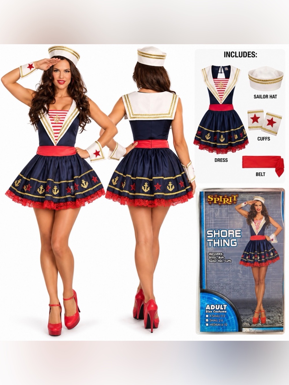 Spirit Shore Thing Sailor Halloween Costume Women’s Small 2-6 Nautical